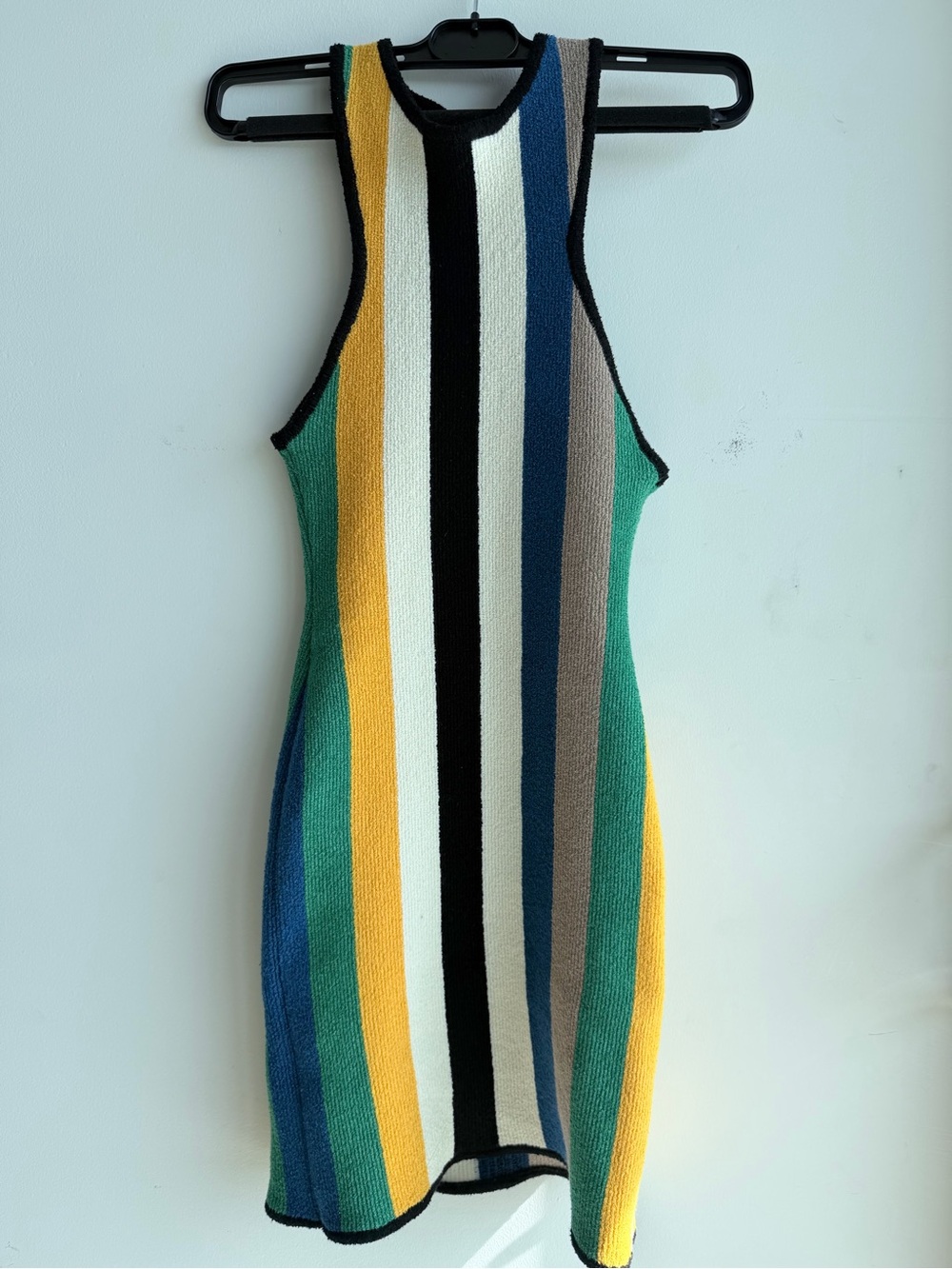 Mango Striped Knit Mini Dress - Green/Blue/Yellow/Black/Cream - Picture 2 of 4